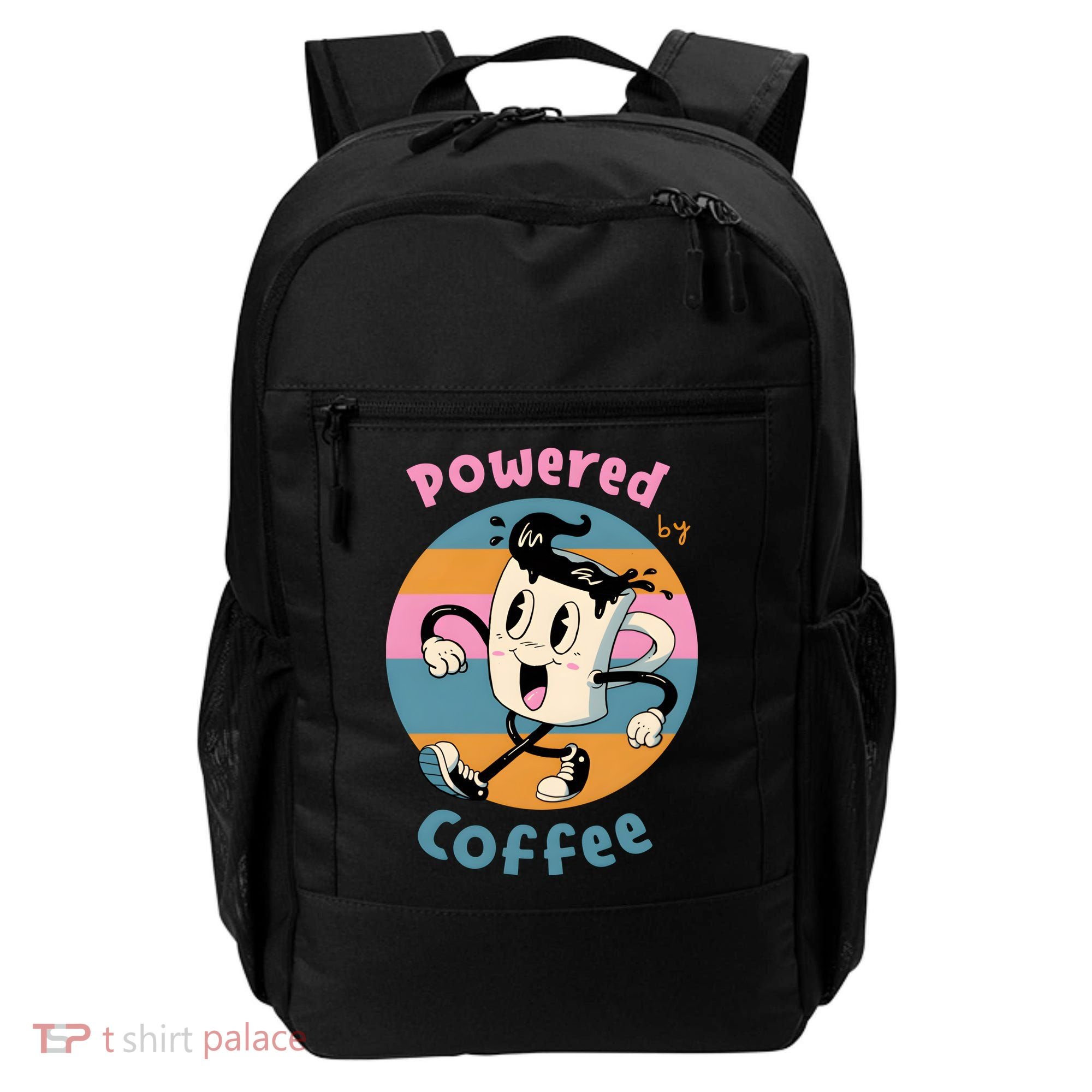 Powered By Coffee Lover Cute Coffee Cup Retro Backpack