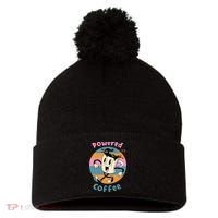 Powered By Coffee Lover Cute Coffee Cup Retro Pom Pom 12in Knit Beanie thumb 0