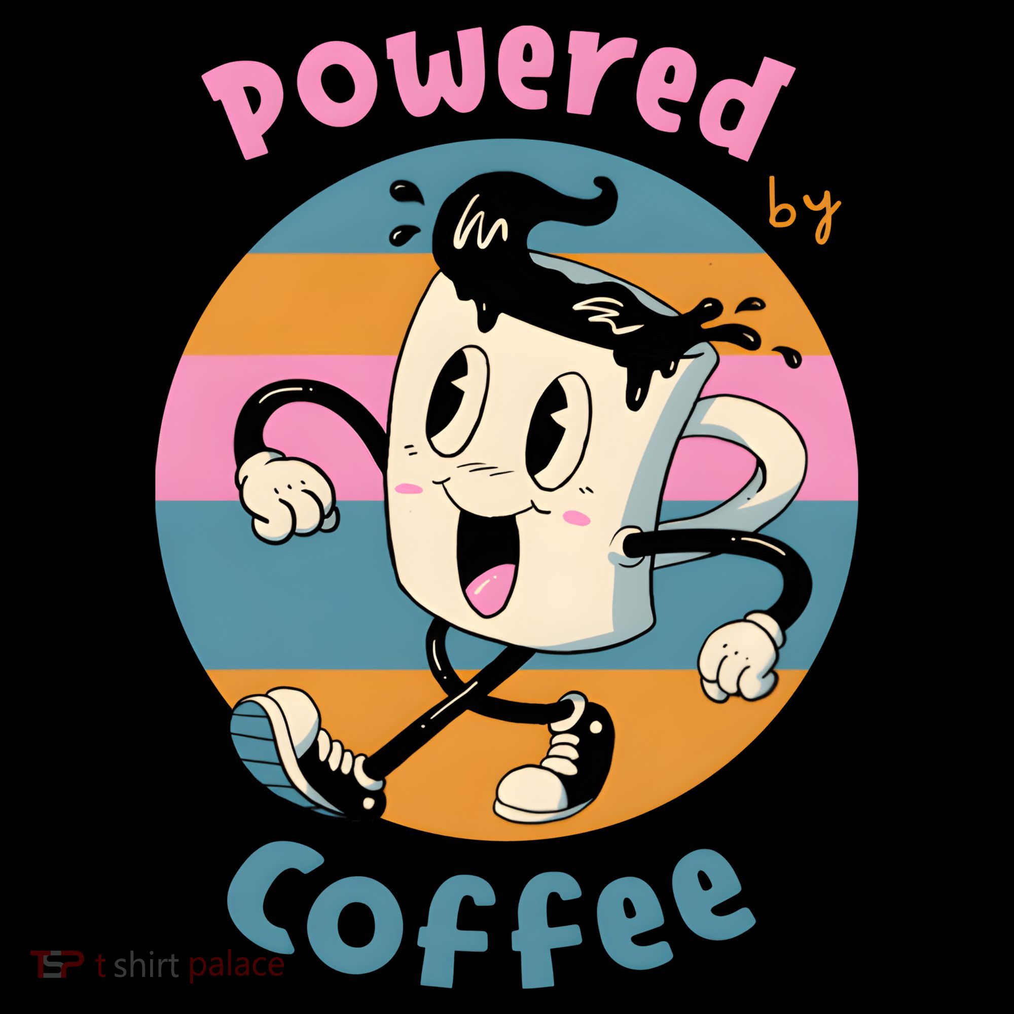 Powered By Coffee Lover Cute Coffee Cup Retro Pom Pom 12in Knit Beanie