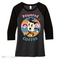 Powered By Coffee Lover Cute Coffee Cup Retro Women's Tri-Blend 3/4-Sleeve Raglan Shirt thumb 0