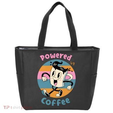 Powered By Coffee Lover Cute Coffee Cup Retro Tote Bag