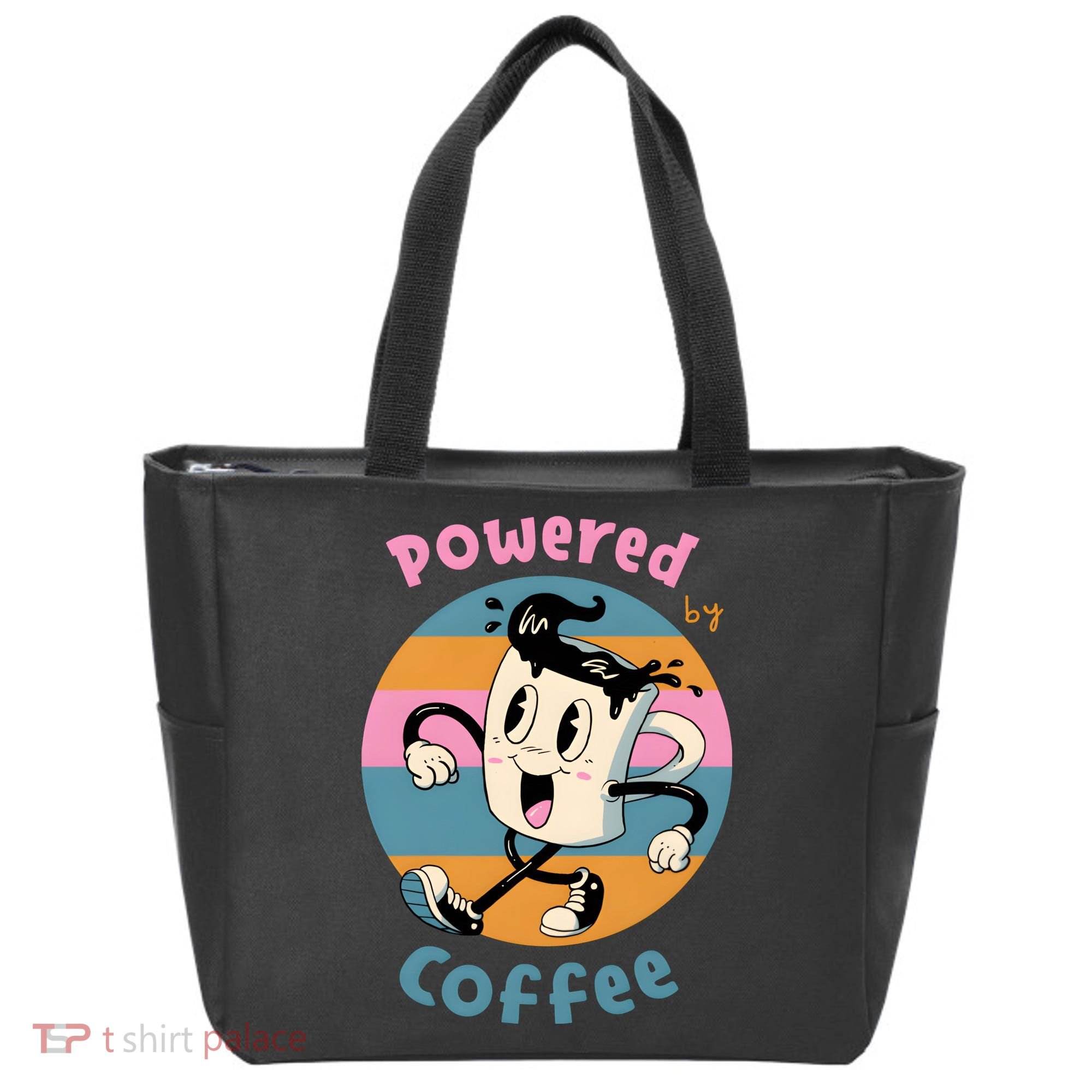 Powered By Coffee Lover Cute Coffee Cup Retro Tote Bag