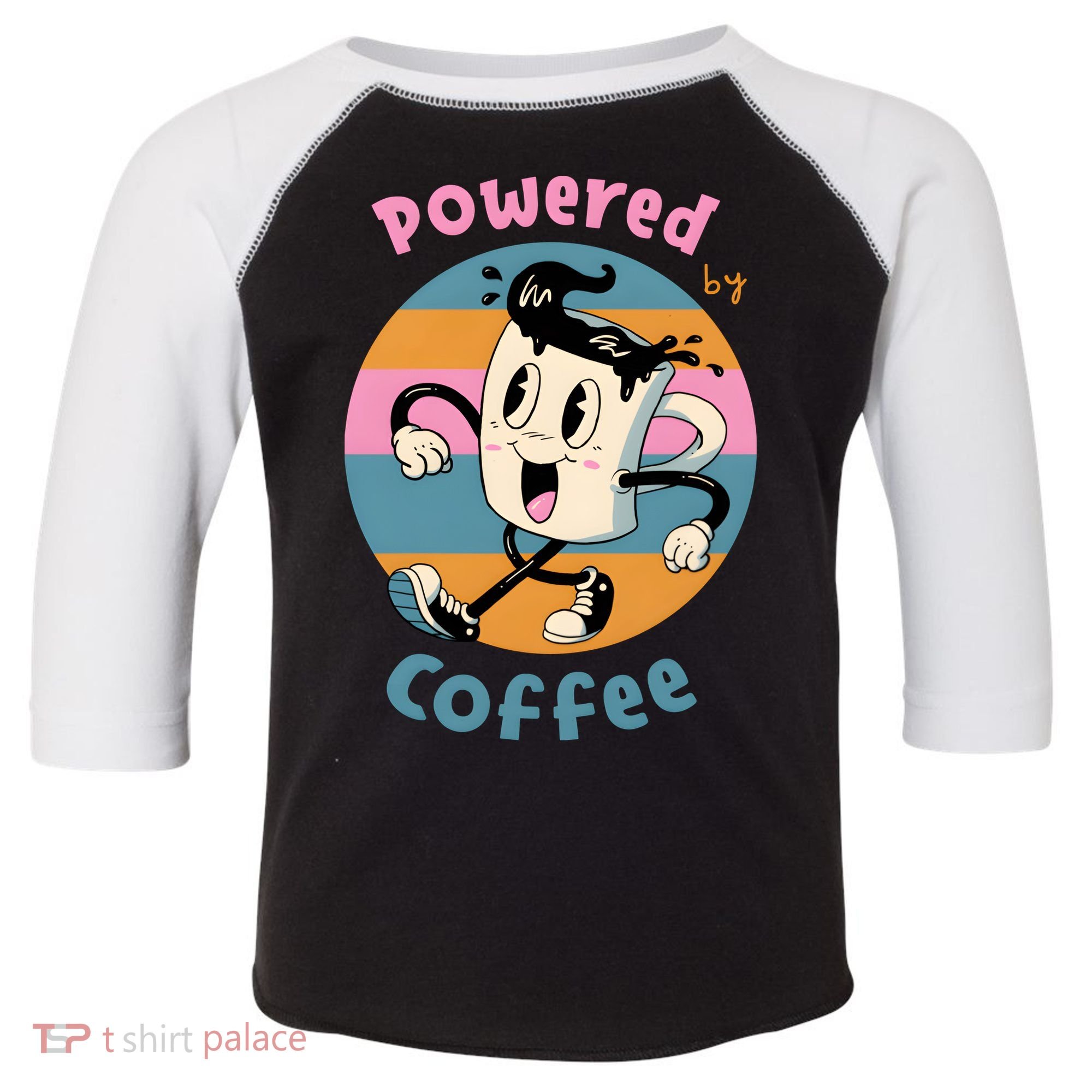 Powered By Coffee Lover Cute Coffee Cup Retro Toddler Fine Jersey T-Shirt