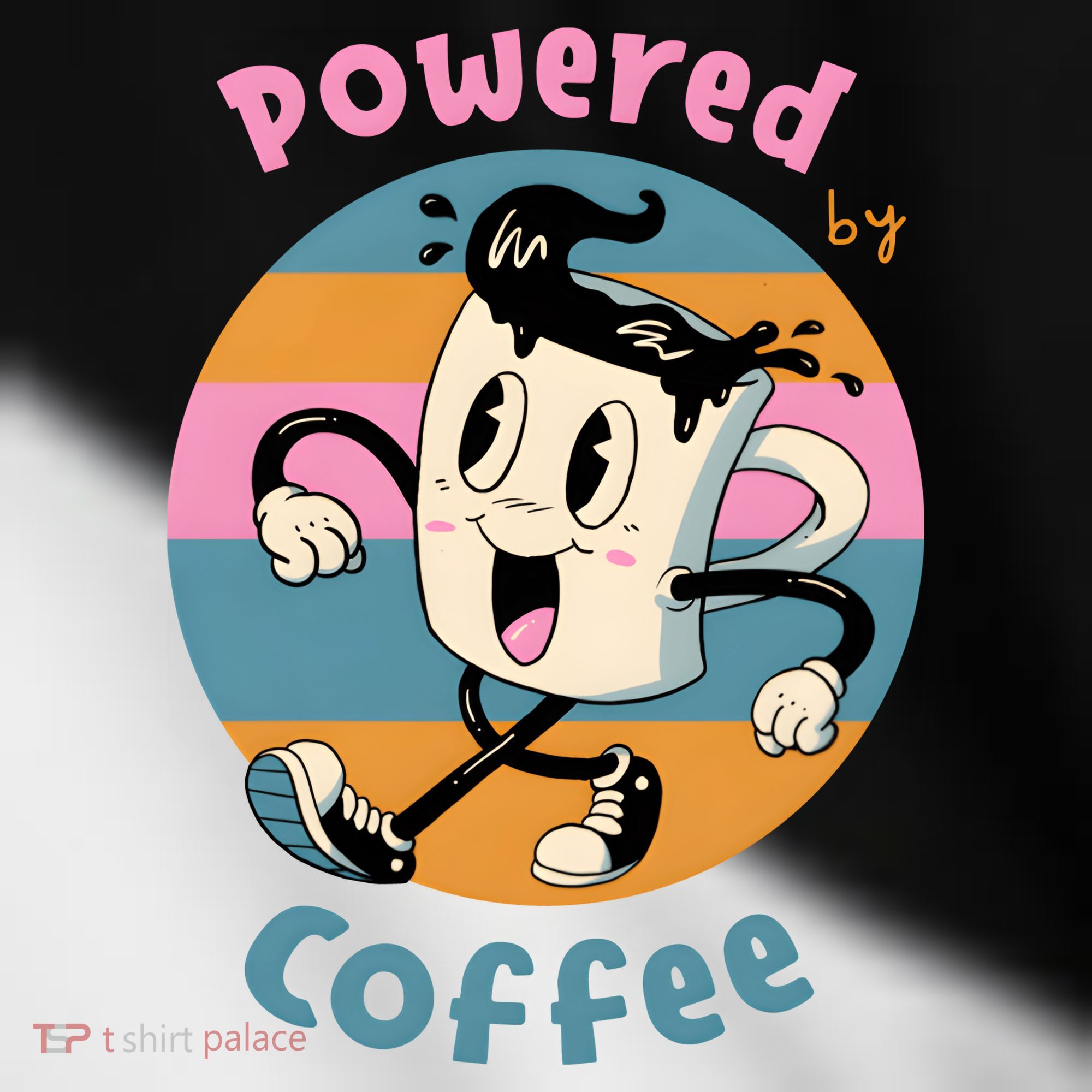 Powered By Coffee Lover Cute Coffee Cup Retro Toddler Fine Jersey T-Shirt