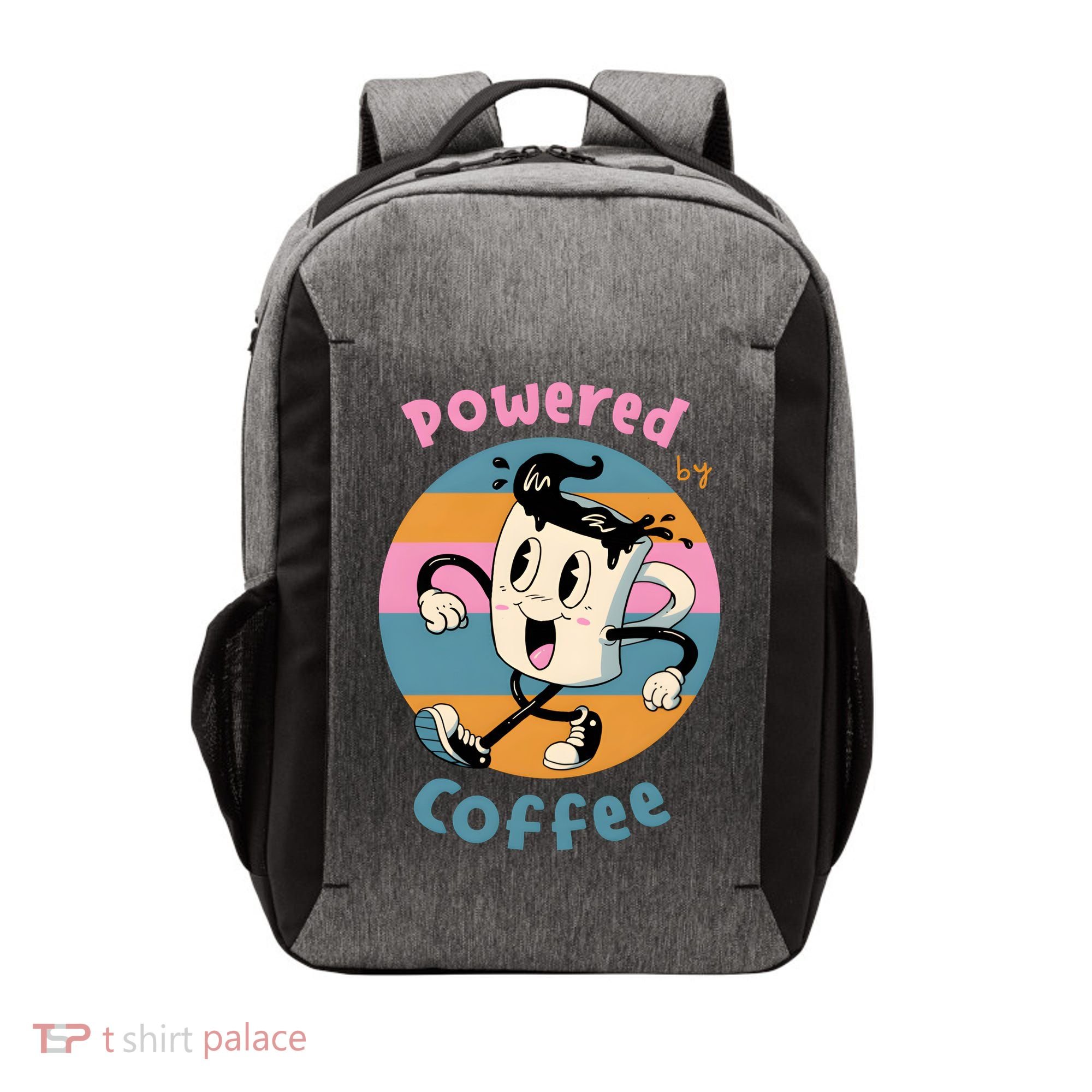Powered By Coffee Lover Cute Coffee Cup Retro Vector Backpack