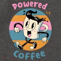 Powered By Coffee Lover Cute Coffee Cup Retro Vector Backpack thumb 2