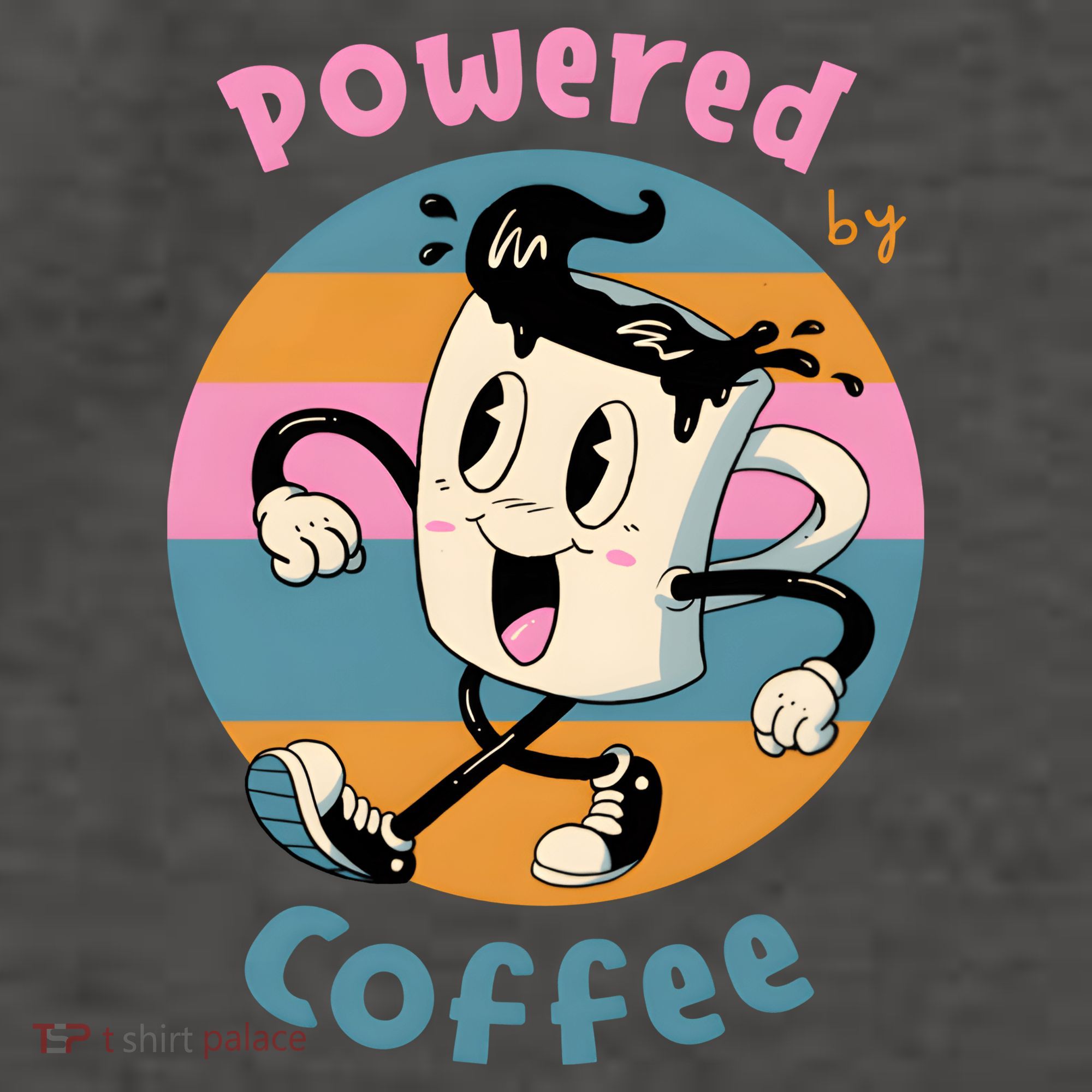 Powered By Coffee Lover Cute Coffee Cup Retro Vector Backpack