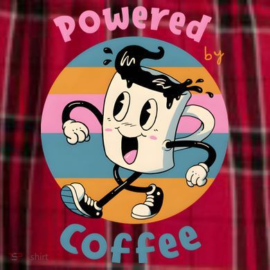 Powered By Coffee Lover Cute Coffee Cup Retro Women's Flannel Plaid Pajama Pants