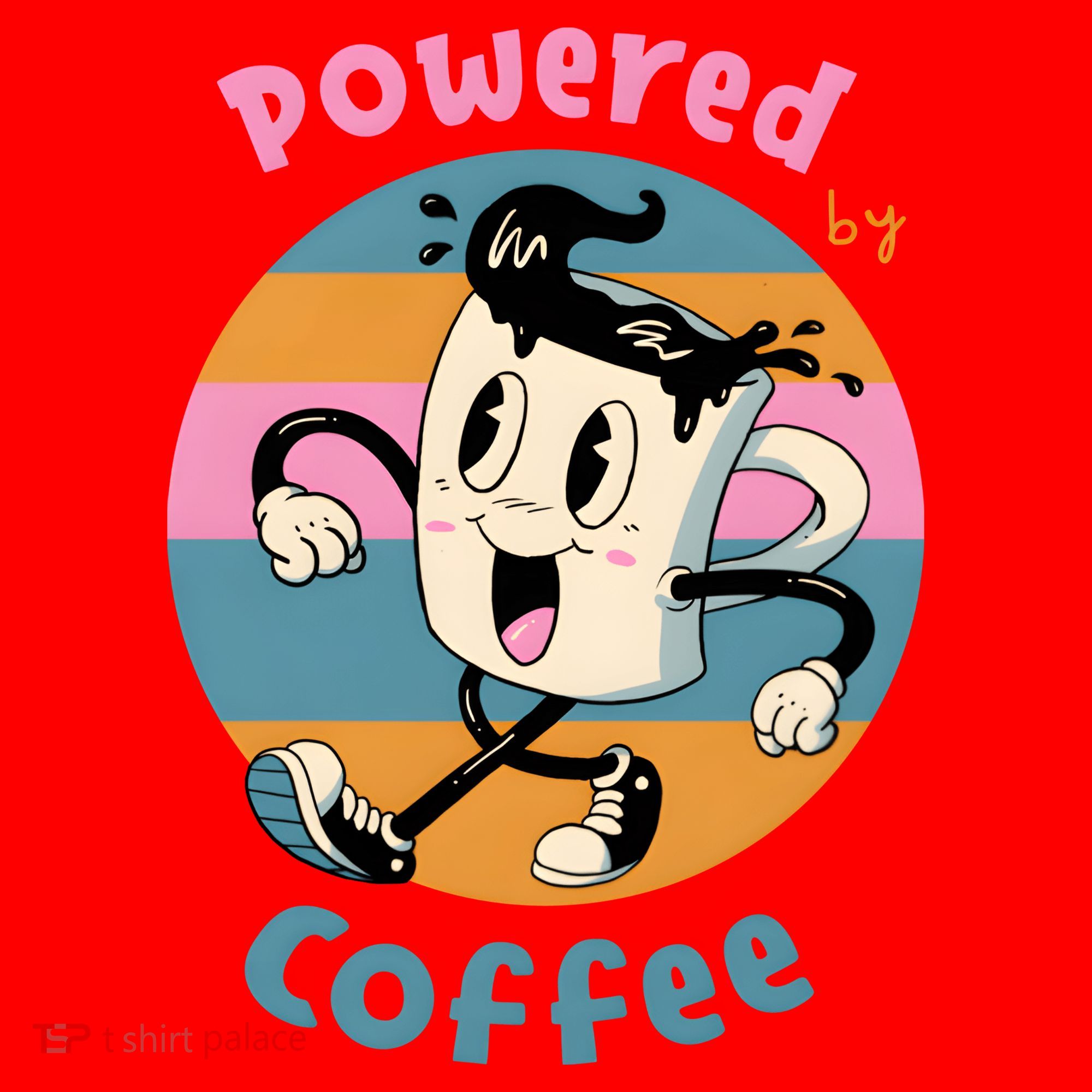 Powered By Coffee Lover Cute Coffee Cup Retro Santa Hat