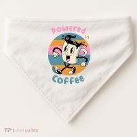 Powered By Coffee Lover Cute Coffee Cup Retro USA-Made Doggie Bandana thumb 0