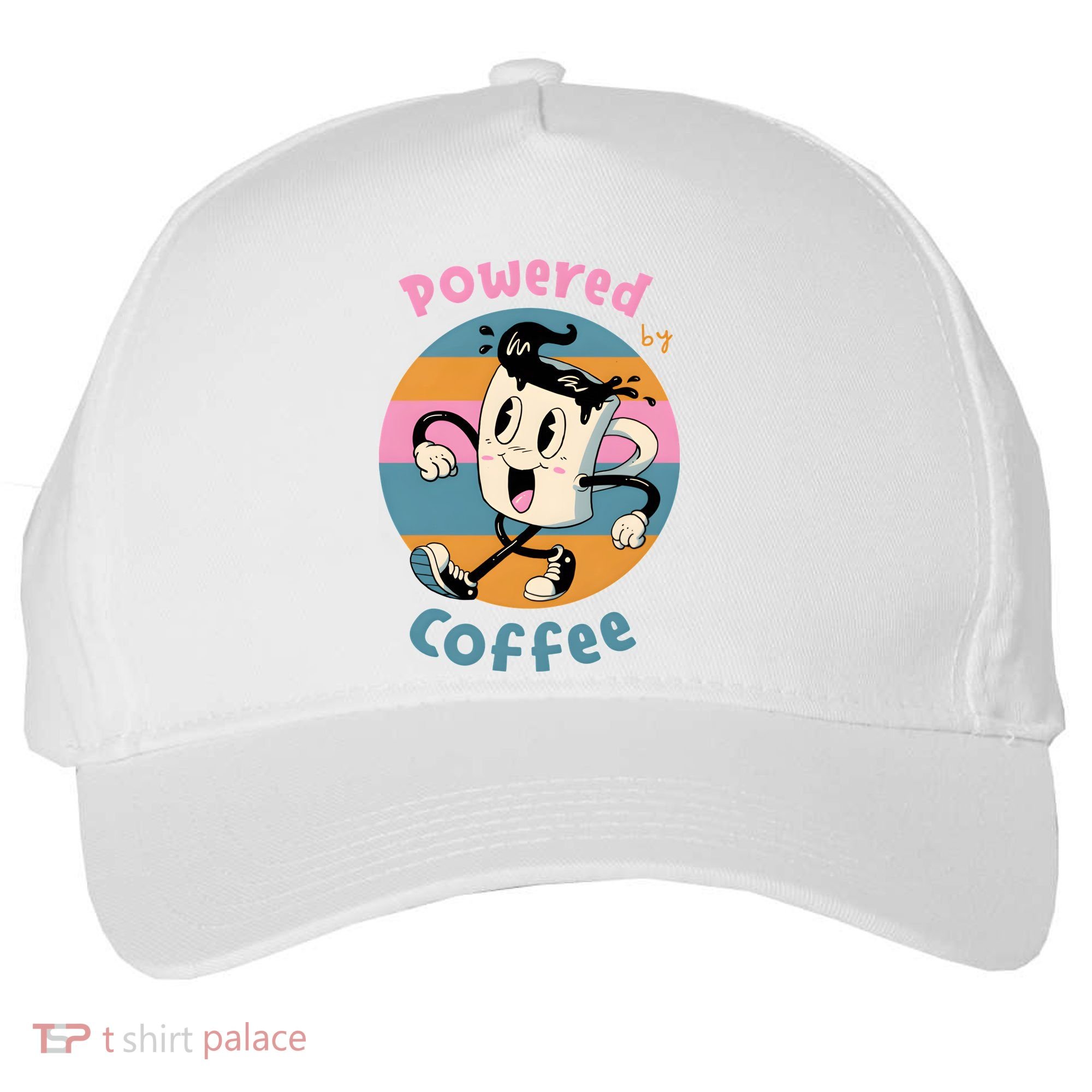 Powered By Coffee Lover Cute Coffee Cup Retro Five-Panel Snapback Cap