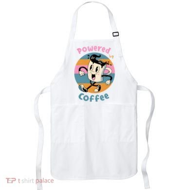Powered By Coffee Lover Cute Coffee Cup Retro Apron