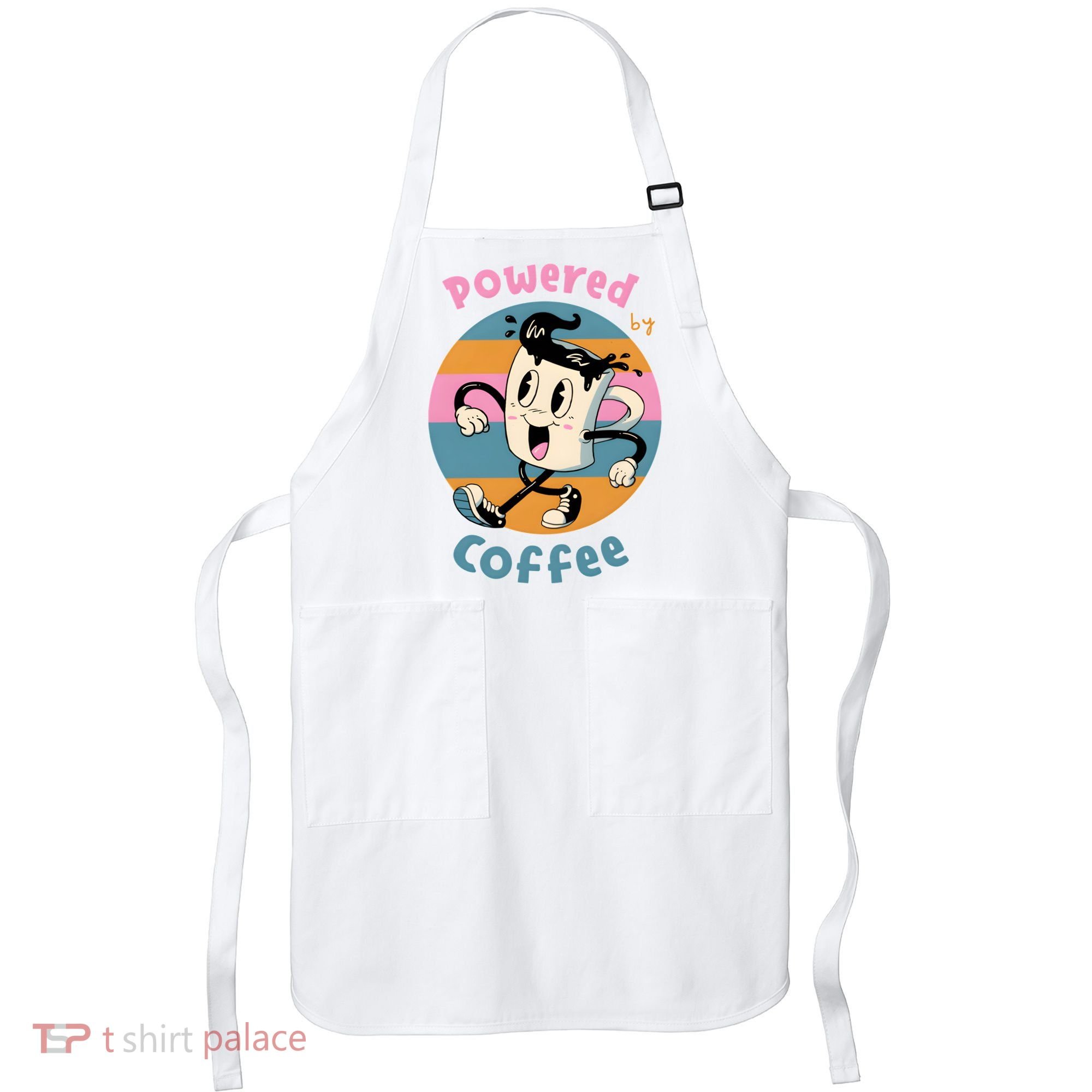 Powered By Coffee Lover Cute Coffee Cup Retro Apron