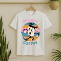 Powered By Coffee Lover Cute Coffee Cup Retro T-Shirt thumb 2