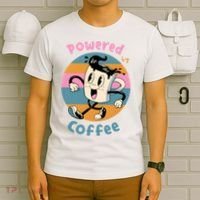 Powered By Coffee Lover Cute Coffee Cup Retro T-Shirt thumb 6