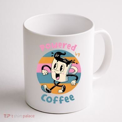Powered By Coffee Lover Cute Coffee Cup Retro Coffee Mug back