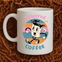 Powered By Coffee Lover Cute Coffee Cup Retro Coffee Mug thumb 2