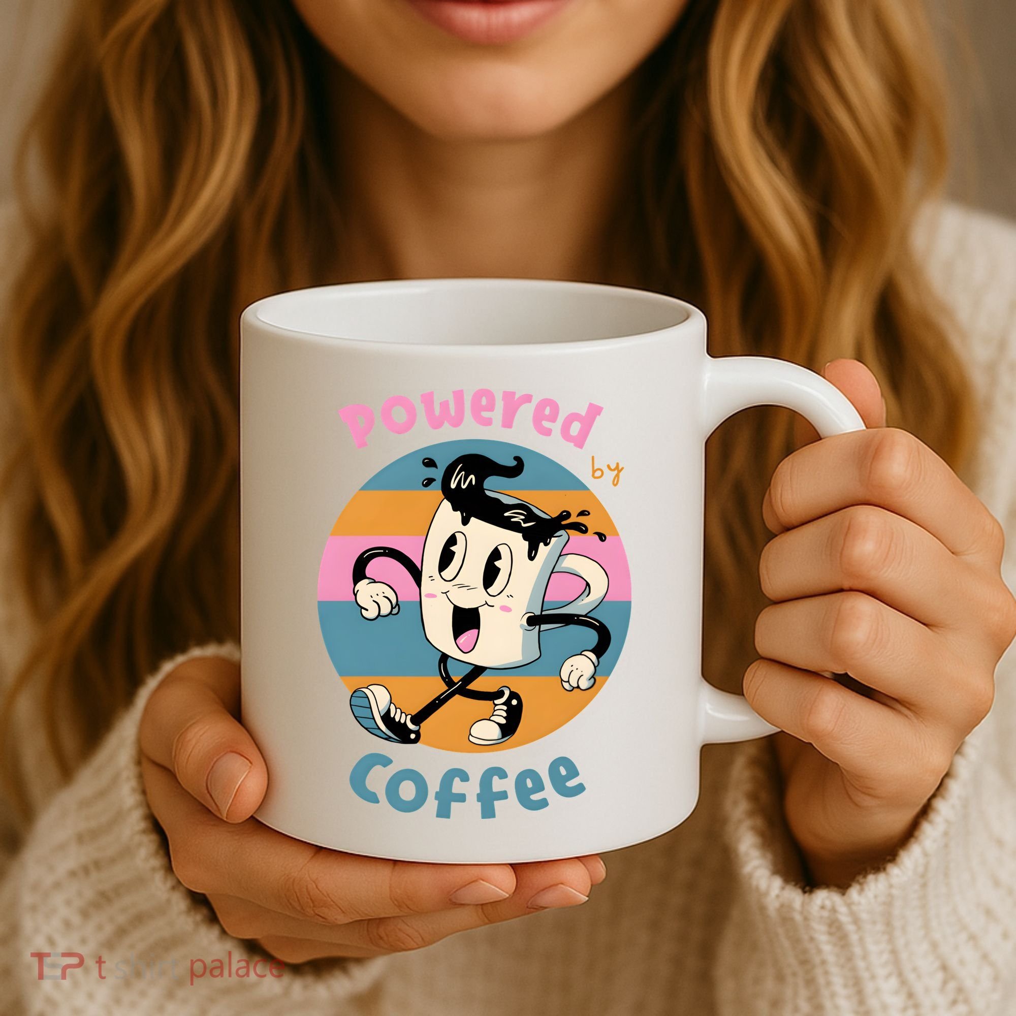 Powered By Coffee Lover Cute Coffee Cup Retro Coffee Mug