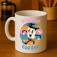 Powered By Coffee Lover Cute Coffee Cup Retro Coffee Mug thumb 4