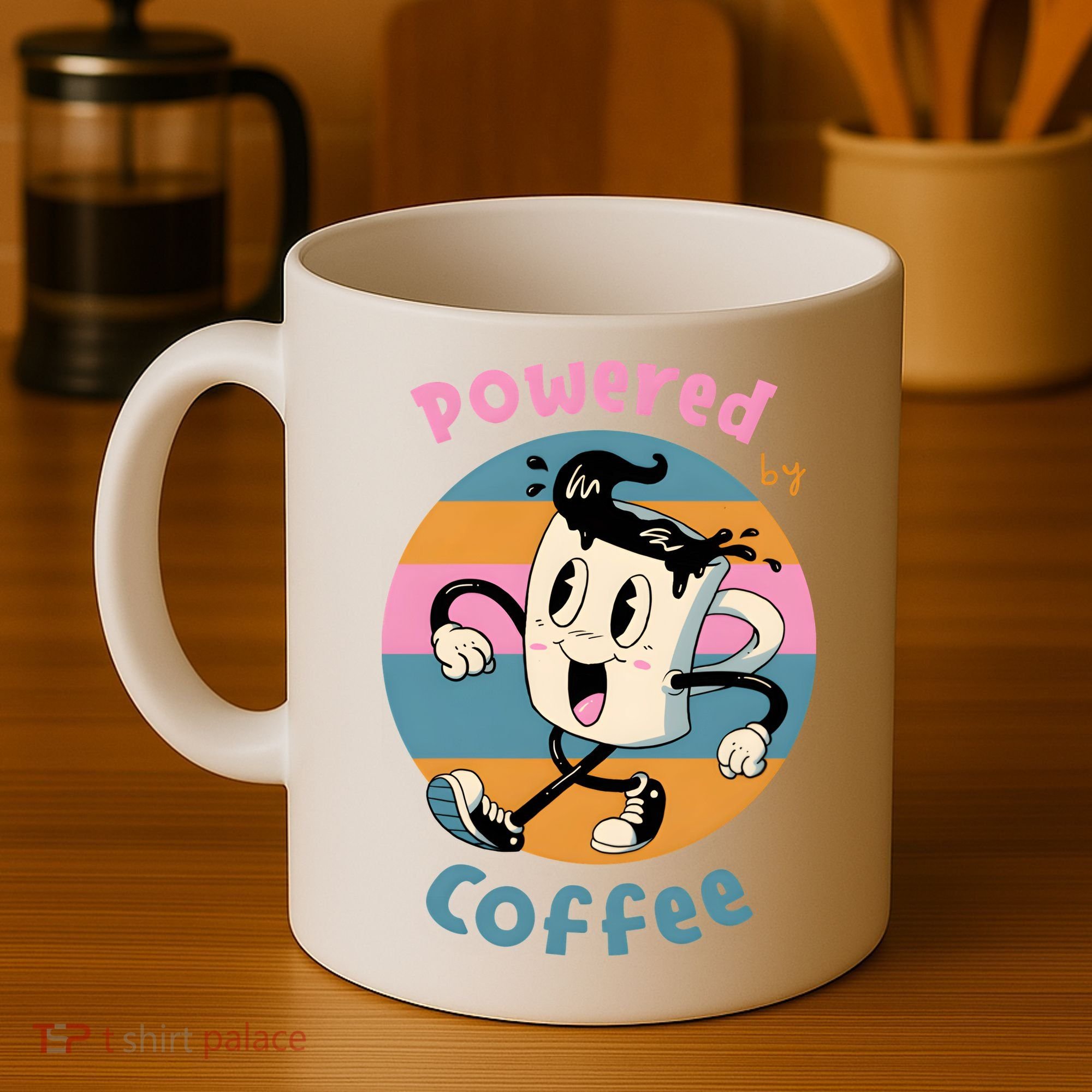 Powered By Coffee Lover Cute Coffee Cup Retro Coffee Mug