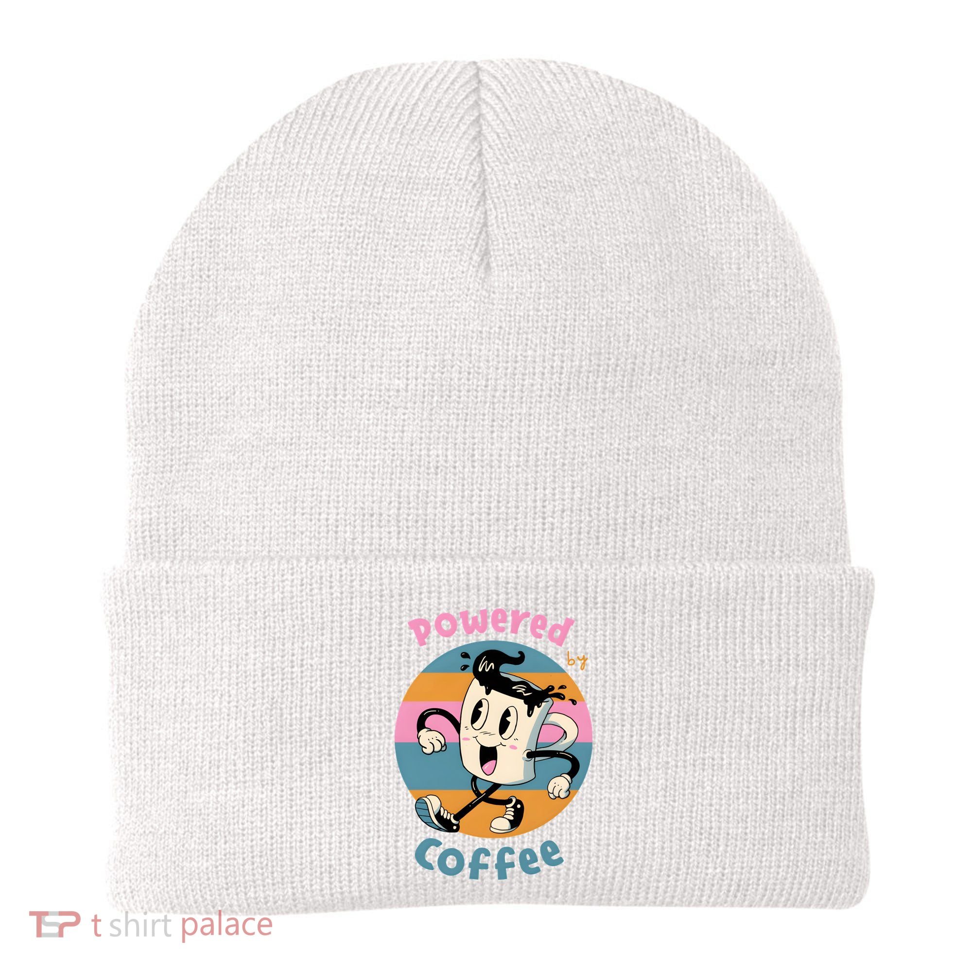 Powered By Coffee Lover Cute Coffee Cup Retro Beanie
