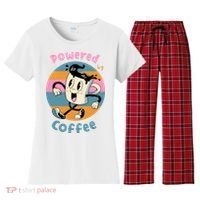 Powered By Coffee Lover Cute Coffee Cup Retro Women's Flannel Pajama Set thumb 0