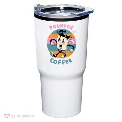 Powered By Coffee Lover Cute Coffee Cup Retro Tumbler