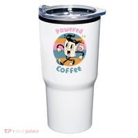 Powered By Coffee Lover Cute Coffee Cup Retro Tumbler thumb 0