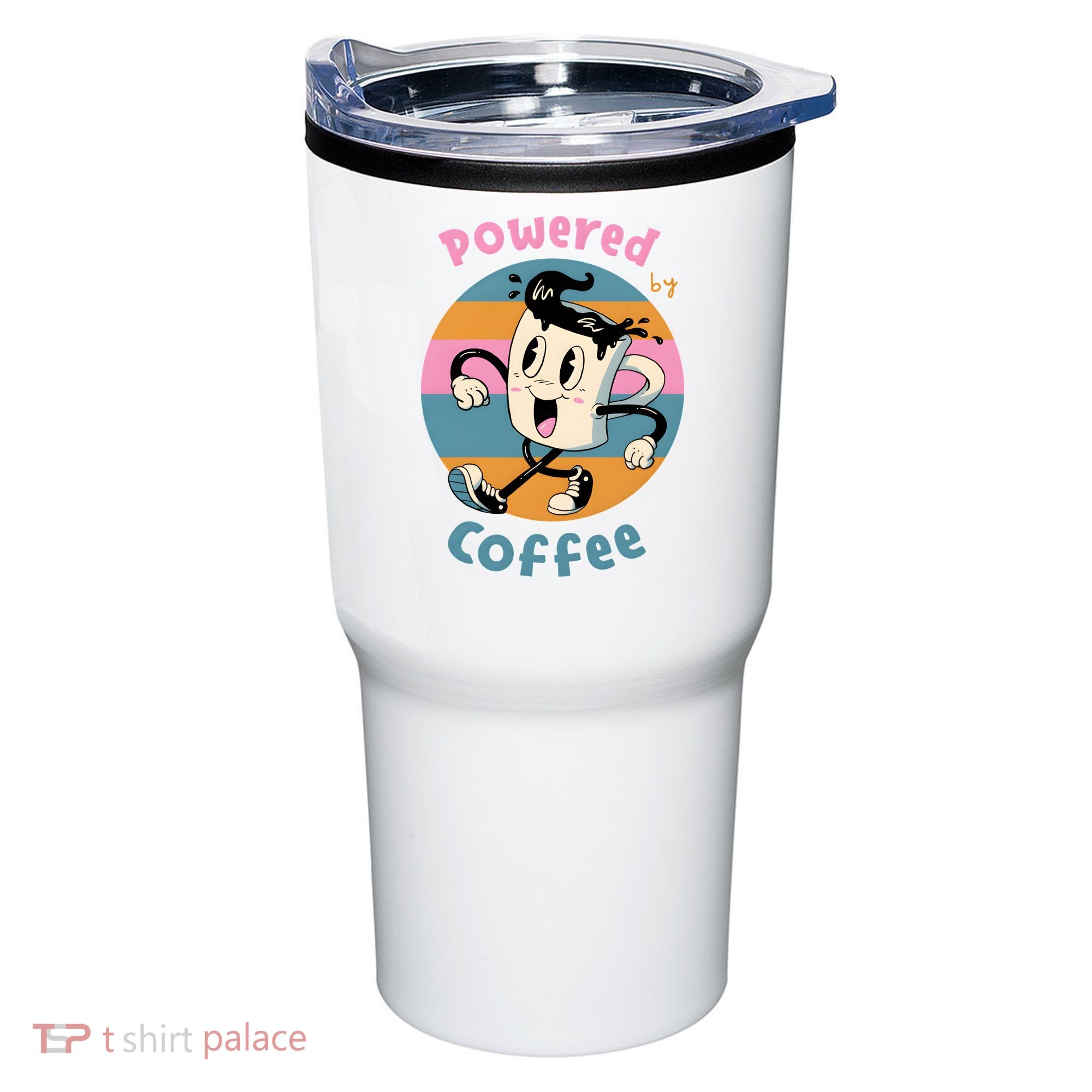 Powered By Coffee Lover Cute Coffee Cup Retro Tumbler