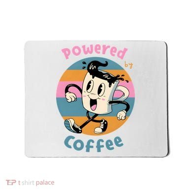 Powered By Coffee Lover Cute Coffee Cup Retro Mousepad