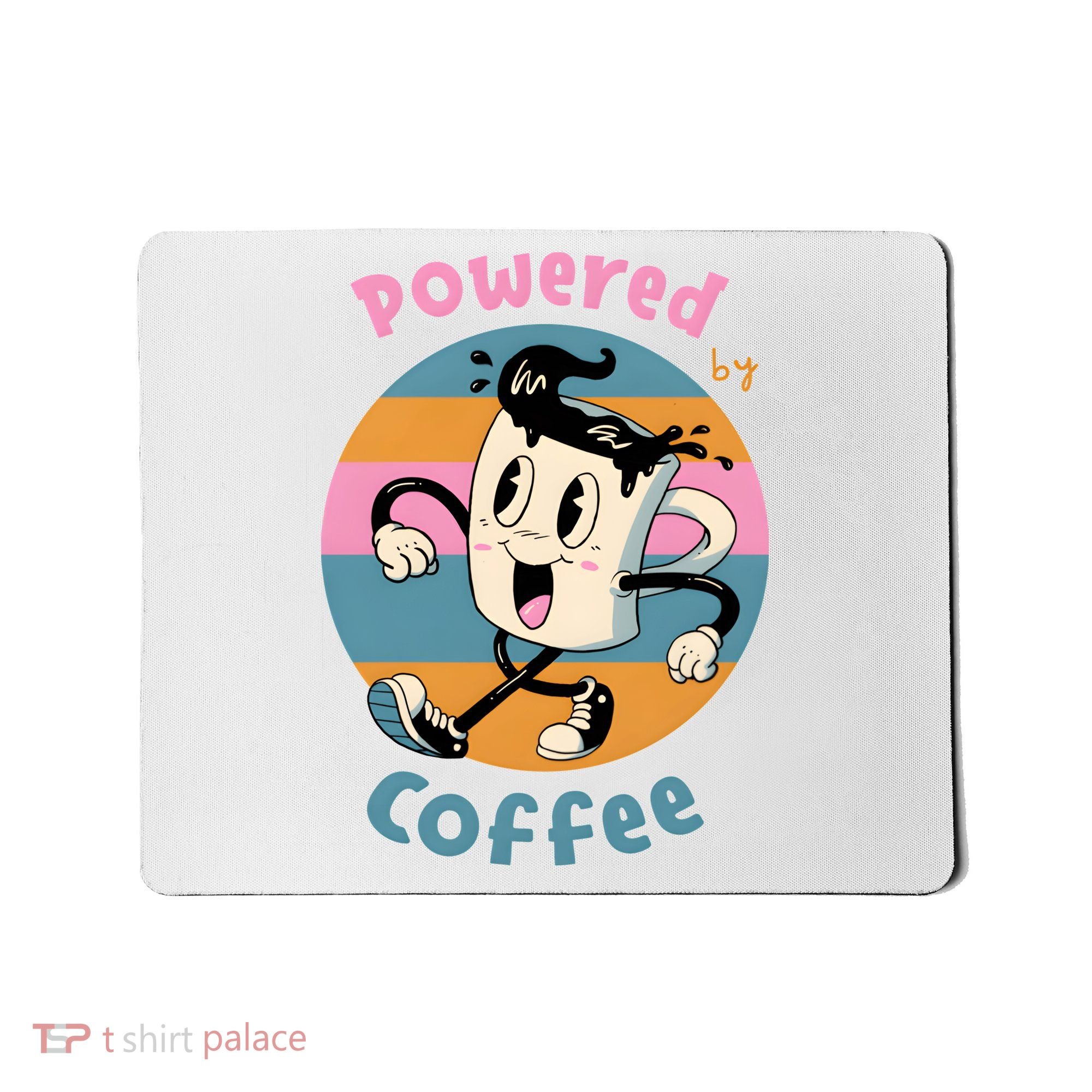 Powered By Coffee Lover Cute Coffee Cup Retro Mousepad