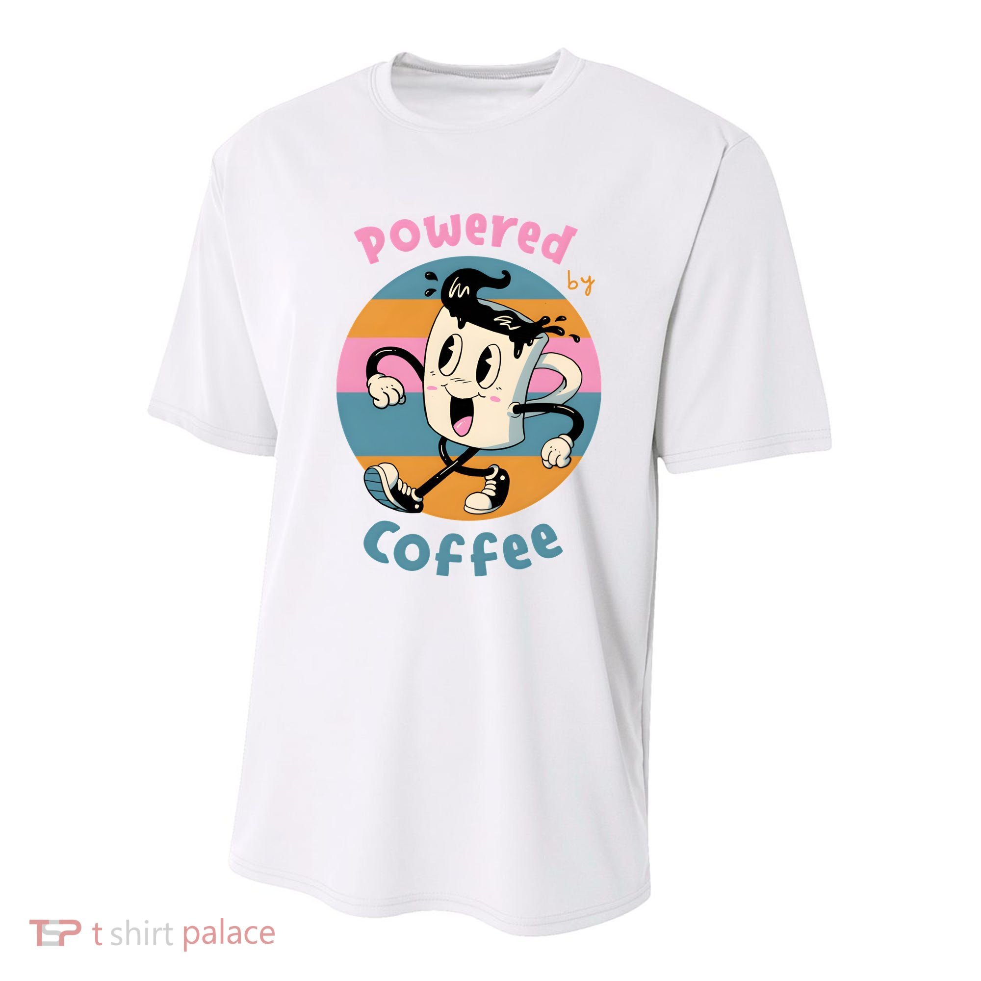 Powered By Coffee Lover Cute Coffee Cup Retro Youth Performance Sprint T-Shirt