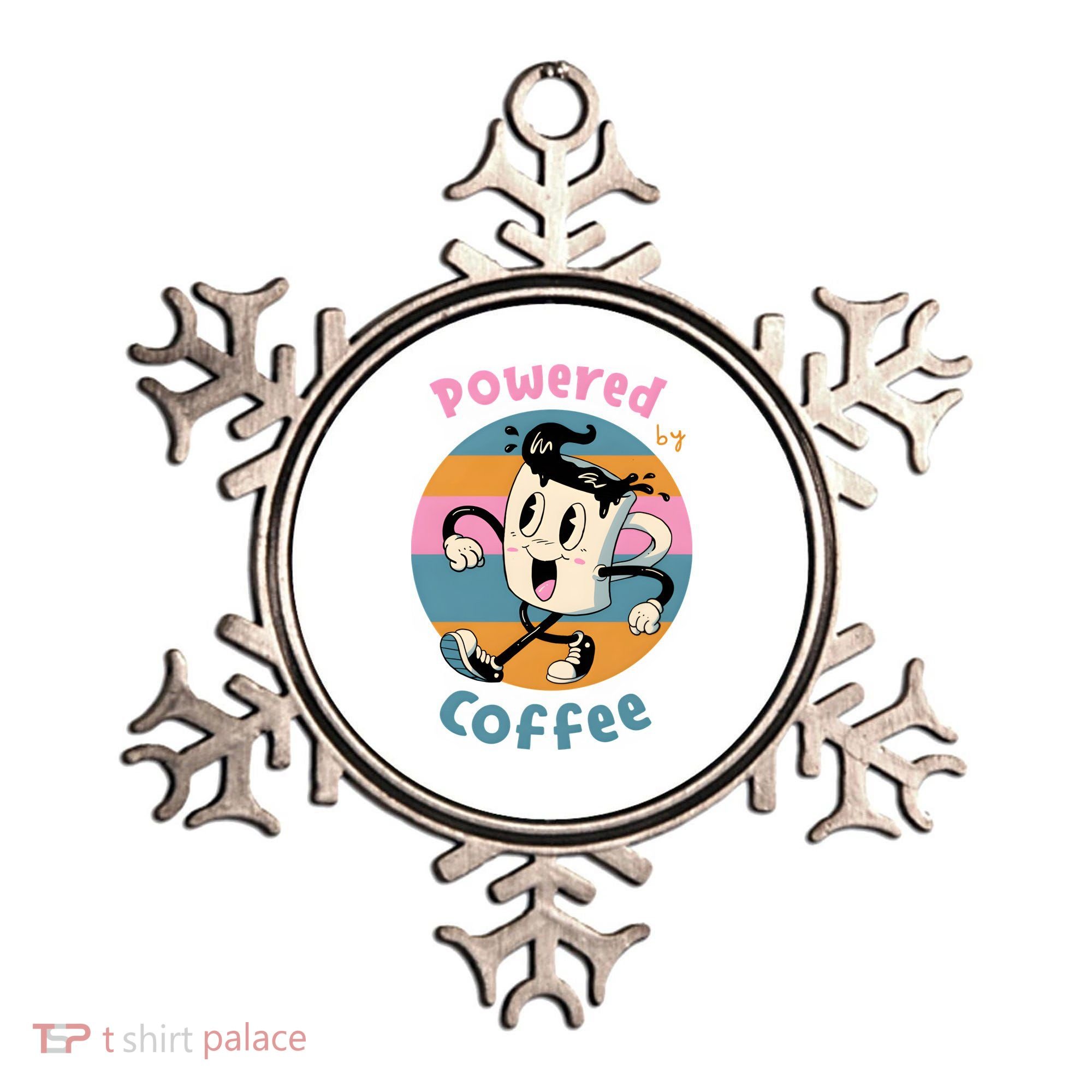 Powered By Coffee Lover Cute Coffee Cup Retro Ornament