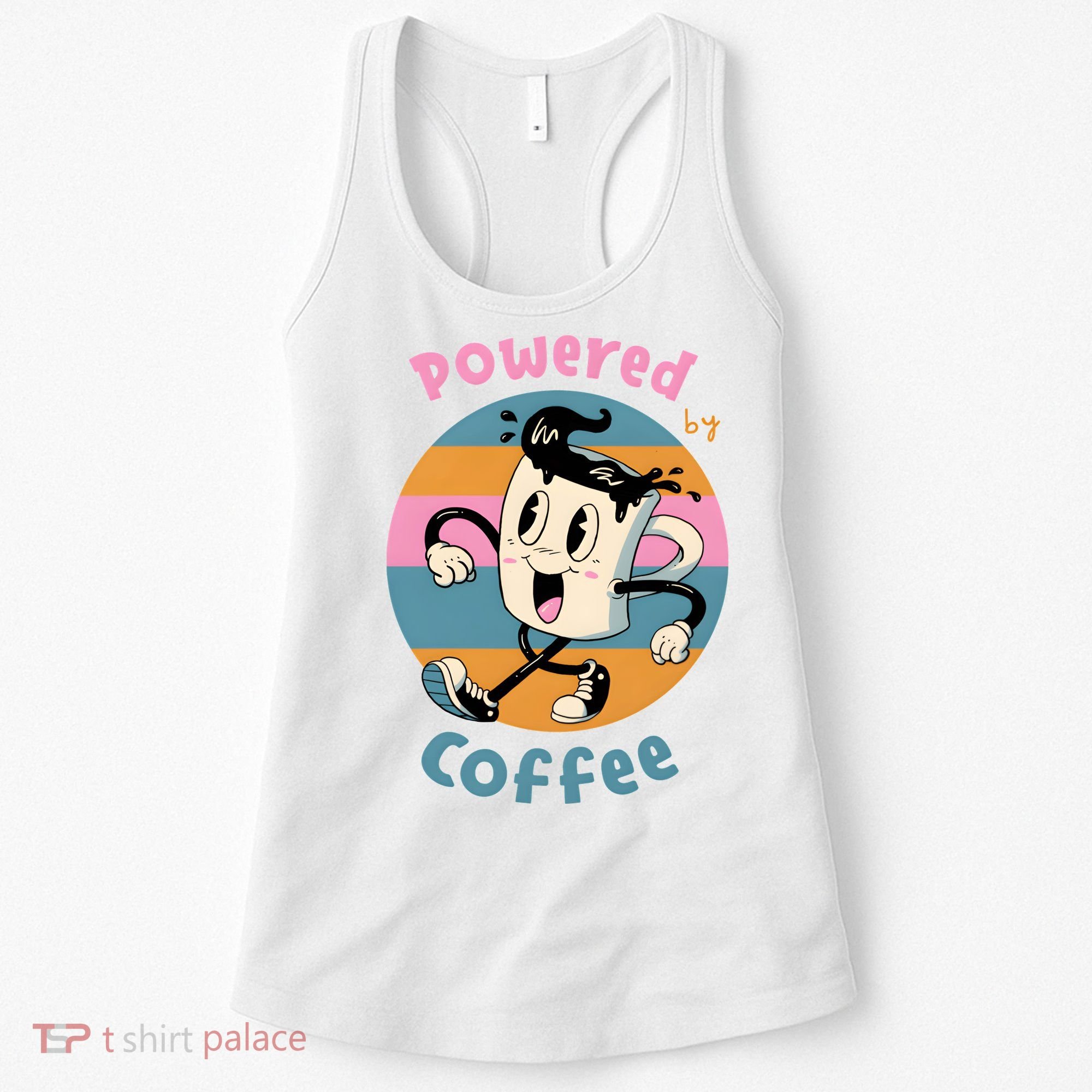 Powered By Coffee Lover Cute Coffee Cup Retro Women's Tank Top