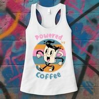 Powered By Coffee Lover Cute Coffee Cup Retro Women's Tank Top thumb 3