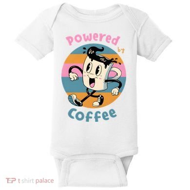 Powered By Coffee Lover Cute Coffee Cup Retro Baby Bodysuit