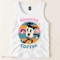 Powered By Coffee Lover Cute Coffee Cup Retro Tank Top thumb 2