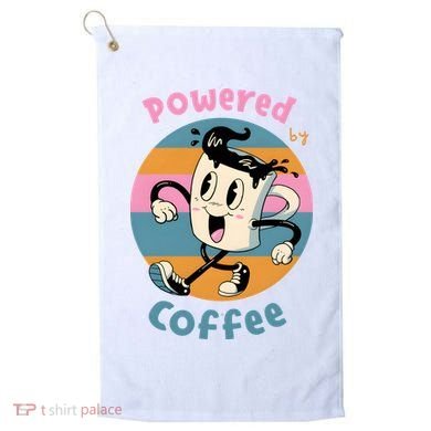 Powered By Coffee Lover Cute Coffee Cup Retro Golf Towel