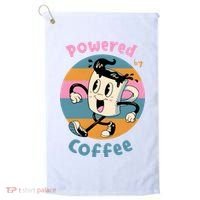 Powered By Coffee Lover Cute Coffee Cup Retro Golf Towel thumb 0