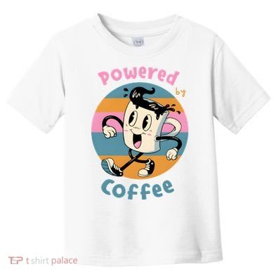 Powered By Coffee Lover Cute Coffee Cup Retro Toddler T-Shirt