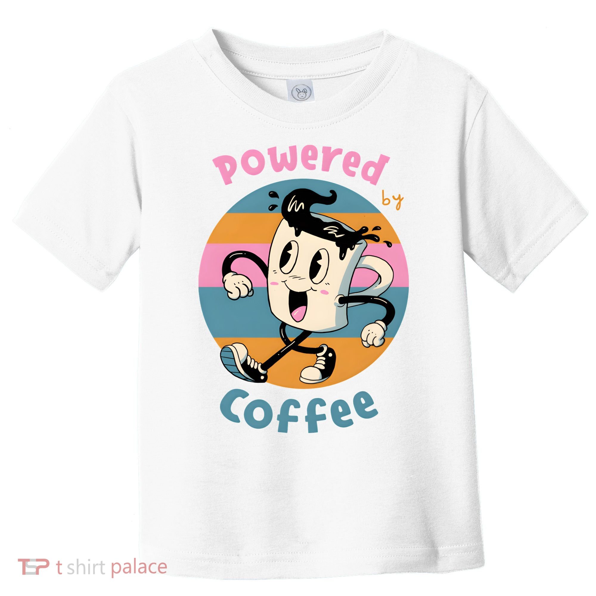 Powered By Coffee Lover Cute Coffee Cup Retro Toddler T-Shirt