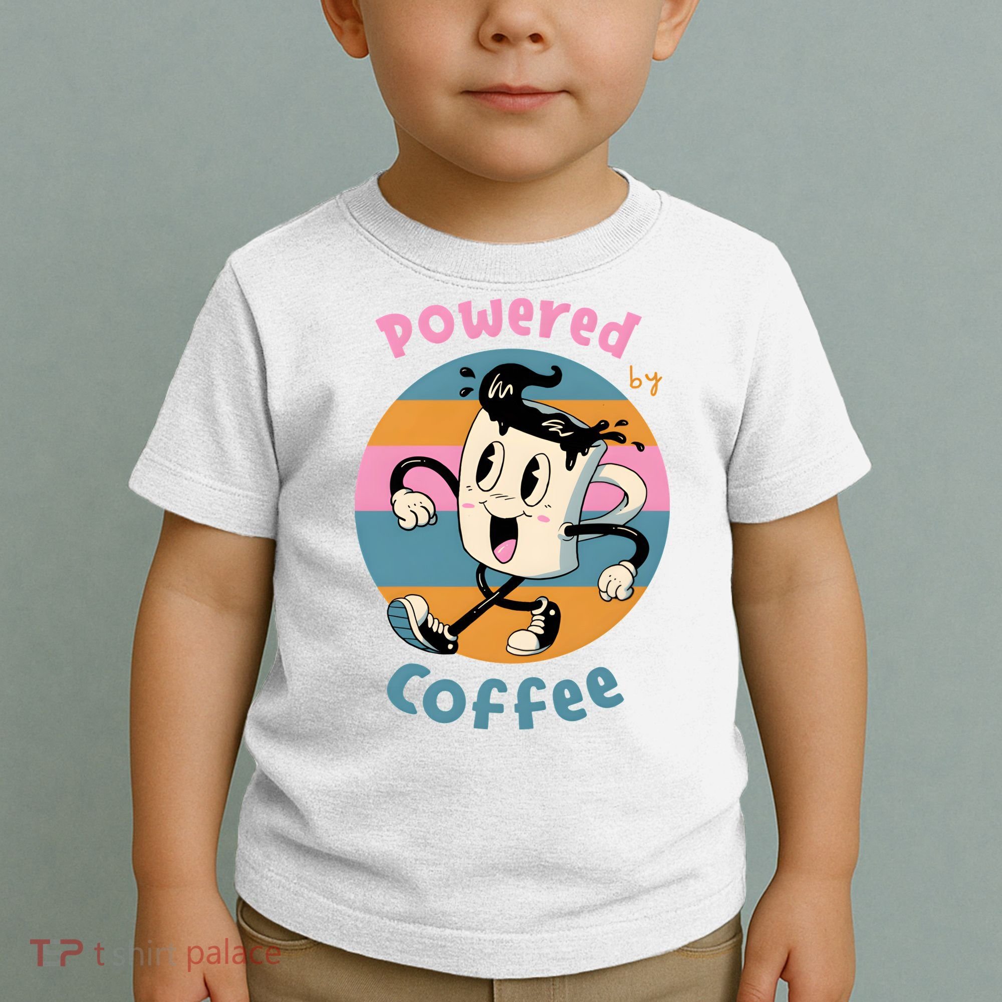Powered By Coffee Lover Cute Coffee Cup Retro Toddler T-Shirt