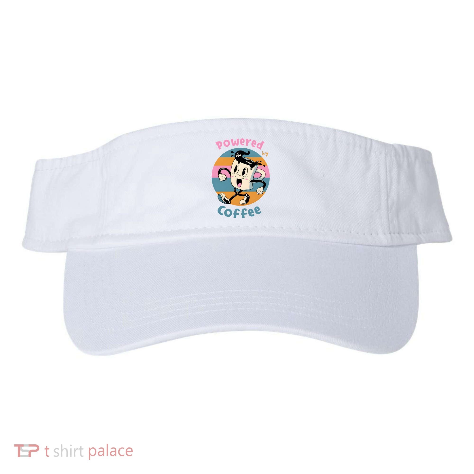 Powered By Coffee Lover Cute Coffee Cup Retro Visor