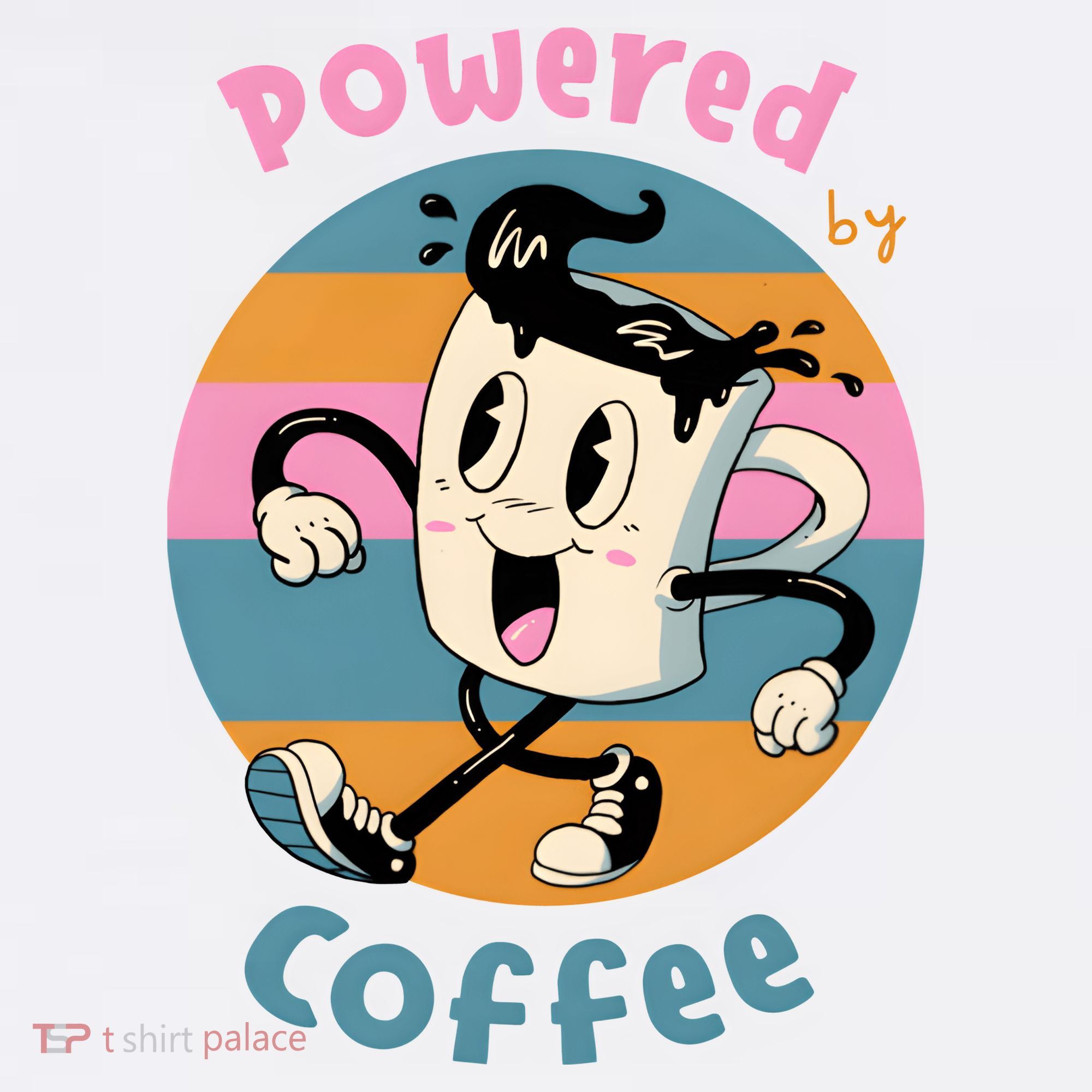 Powered By Coffee Lover Cute Coffee Cup Retro Women's Long Sleeve Shirt