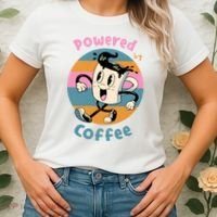 Powered By Coffee Lover Cute Coffee Cup Retro Women's T-Shirt thumb 2