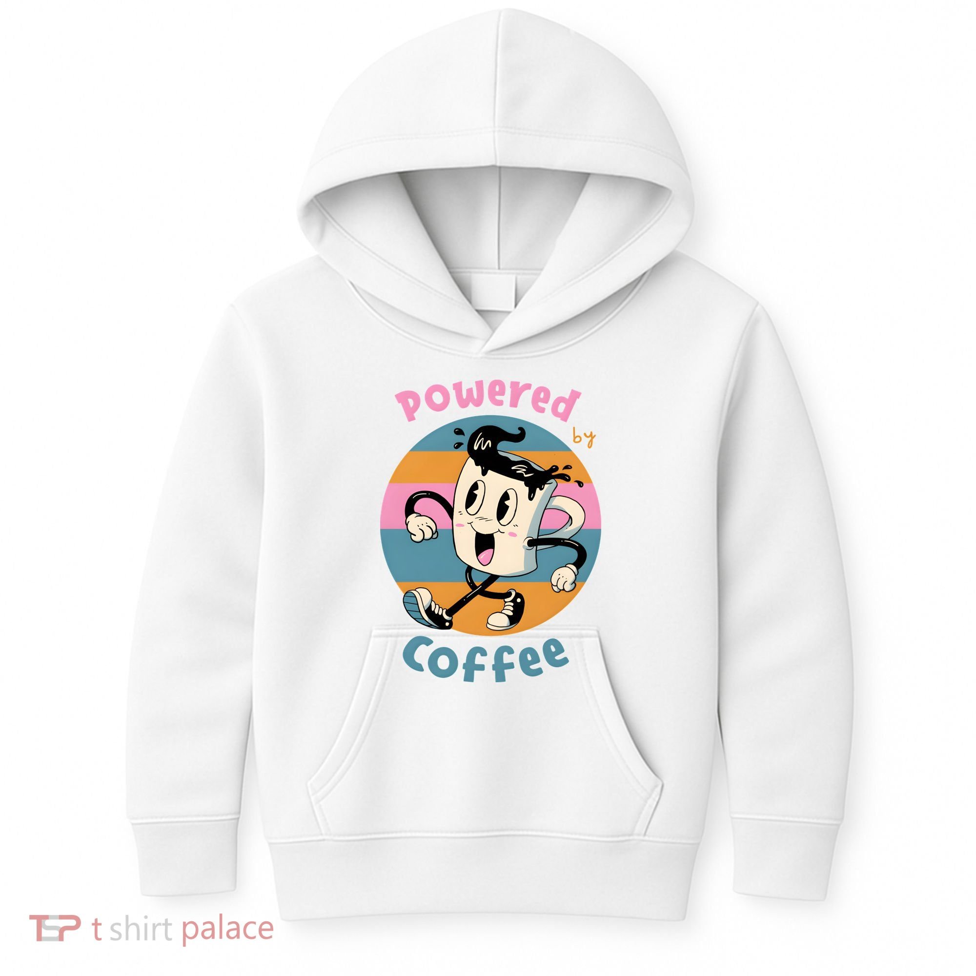 Powered By Coffee Lover Cute Coffee Cup Retro Kids Hoodie