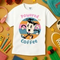 Powered By Coffee Lover Cute Coffee Cup Retro Kids T-Shirt thumb 3