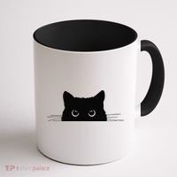 Pocket Black Cat Lover Gift Coffee Mug thumb 1