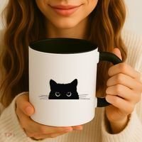 Pocket Black Cat Lover Gift Coffee Mug thumb 3