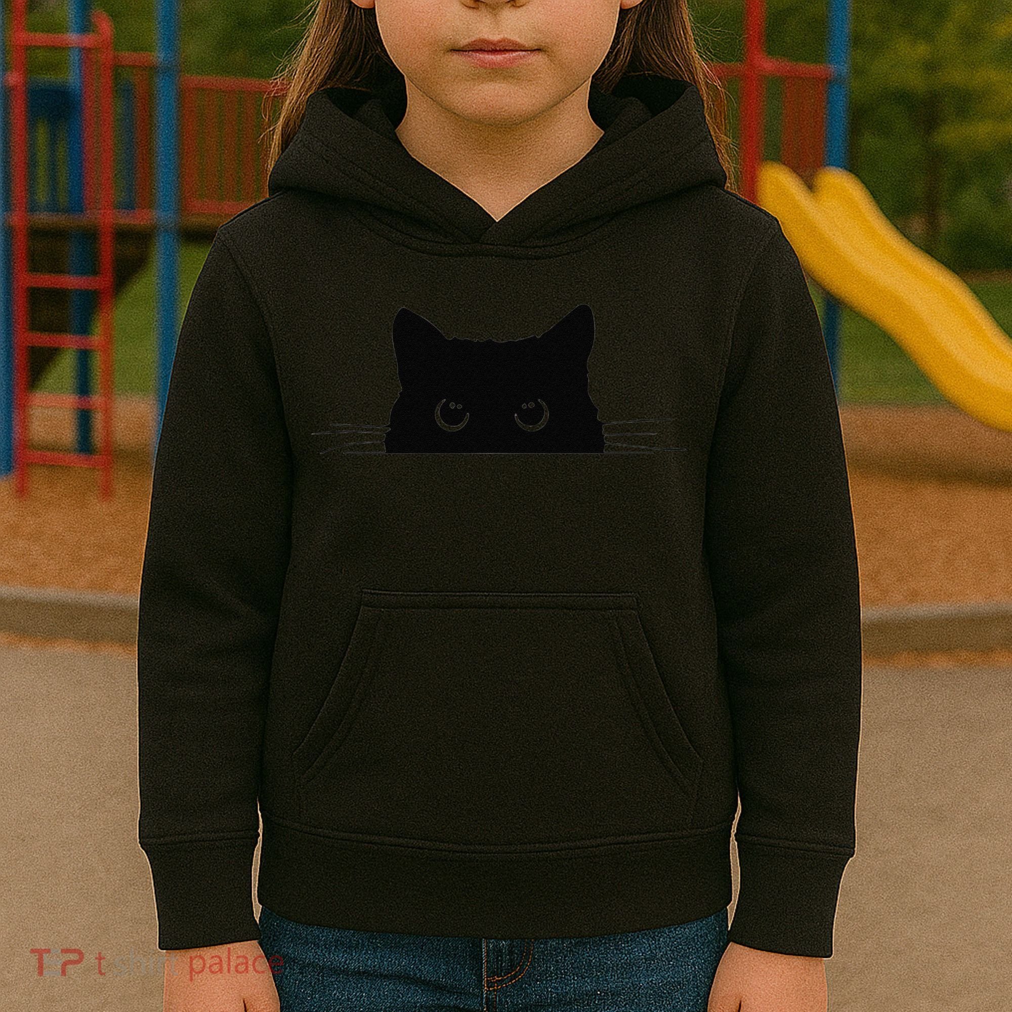 Pocket Black Cat Lover Gift Kids Hoodie